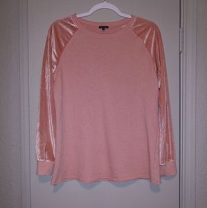 Hannah Pink Velour Sleeves Sweater